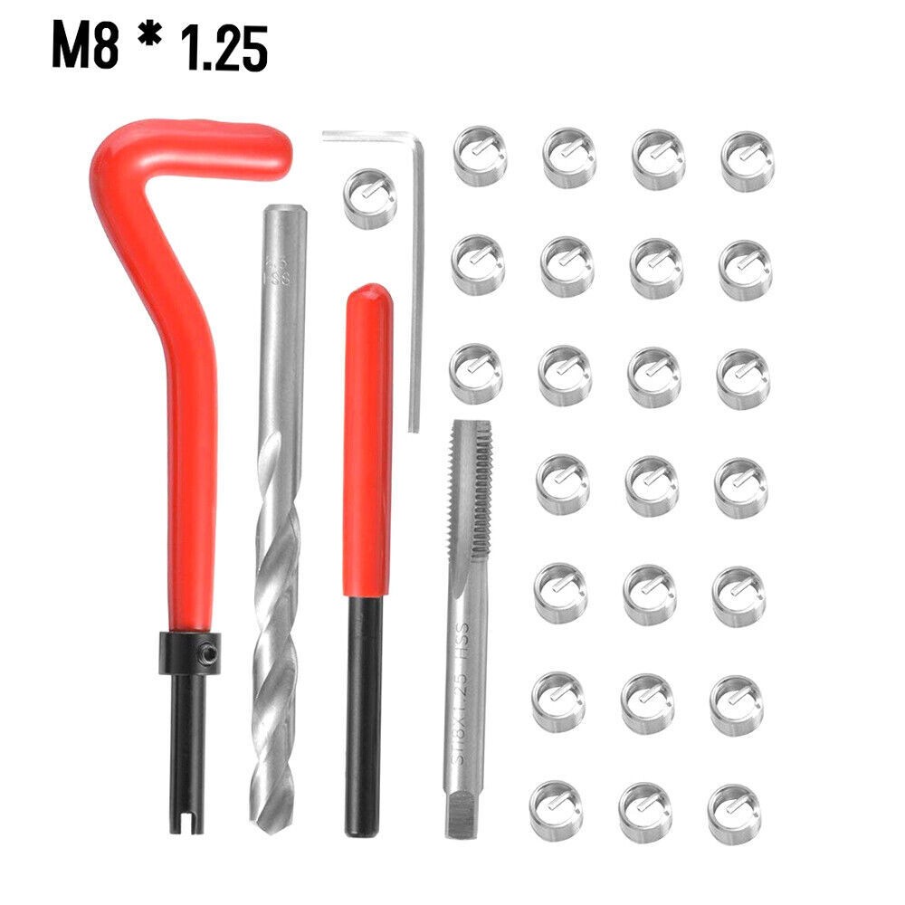 M8X1.25 Thread Repair Kit 30 Piece Helicoil Compatible 6mm Damaged Threads