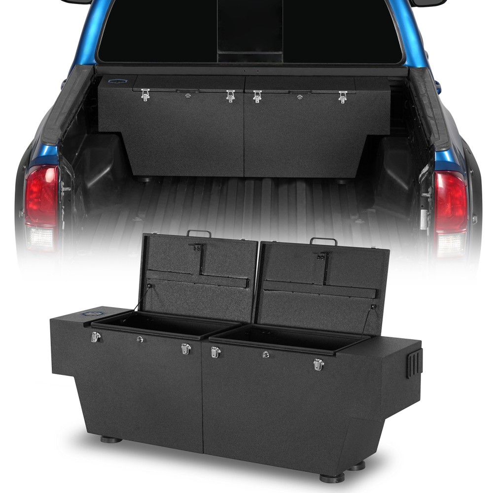 Fit 2005-2023 Toyota Tacoma Steel Truck Bed Tool Box Lockable Storage Box Black