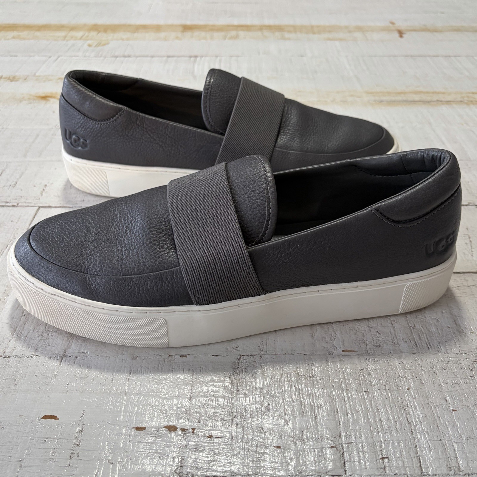 UGG Chayze Grey Leather Loafers Women’s size 12 Slip On Platform