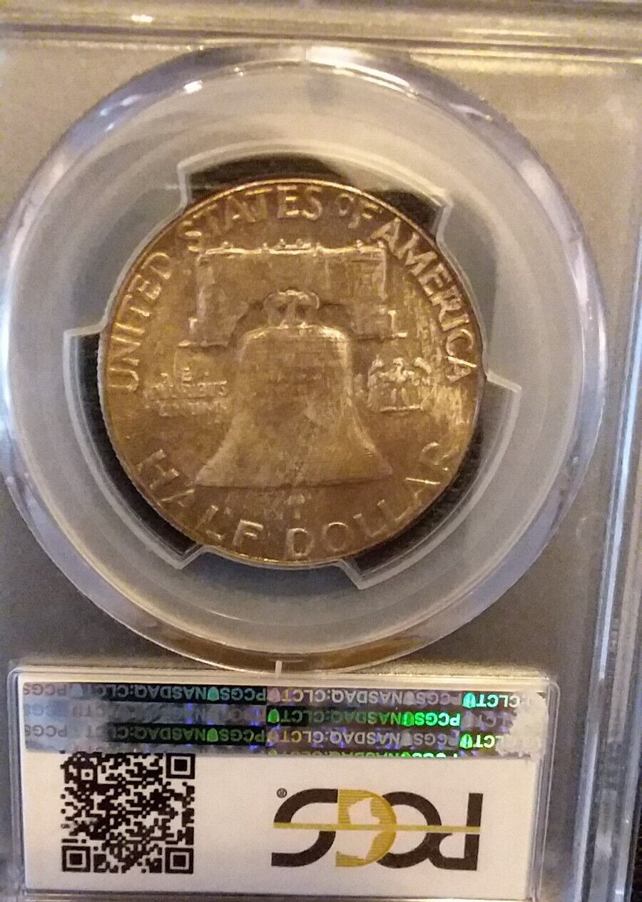 1958 PCGS MS66 FRANKLIN HALF *** SUPERB MINT STATE - BEAUTIFUL 2-SIDED TONE ***