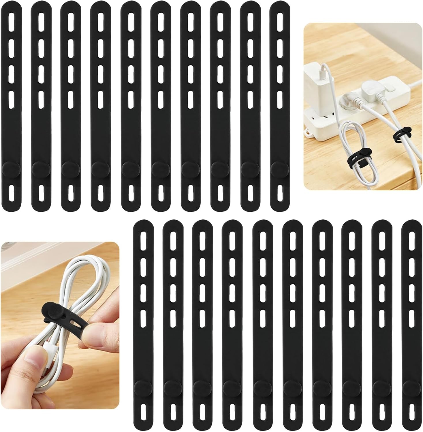 50 Pack Reusable Silicone Cable Ties