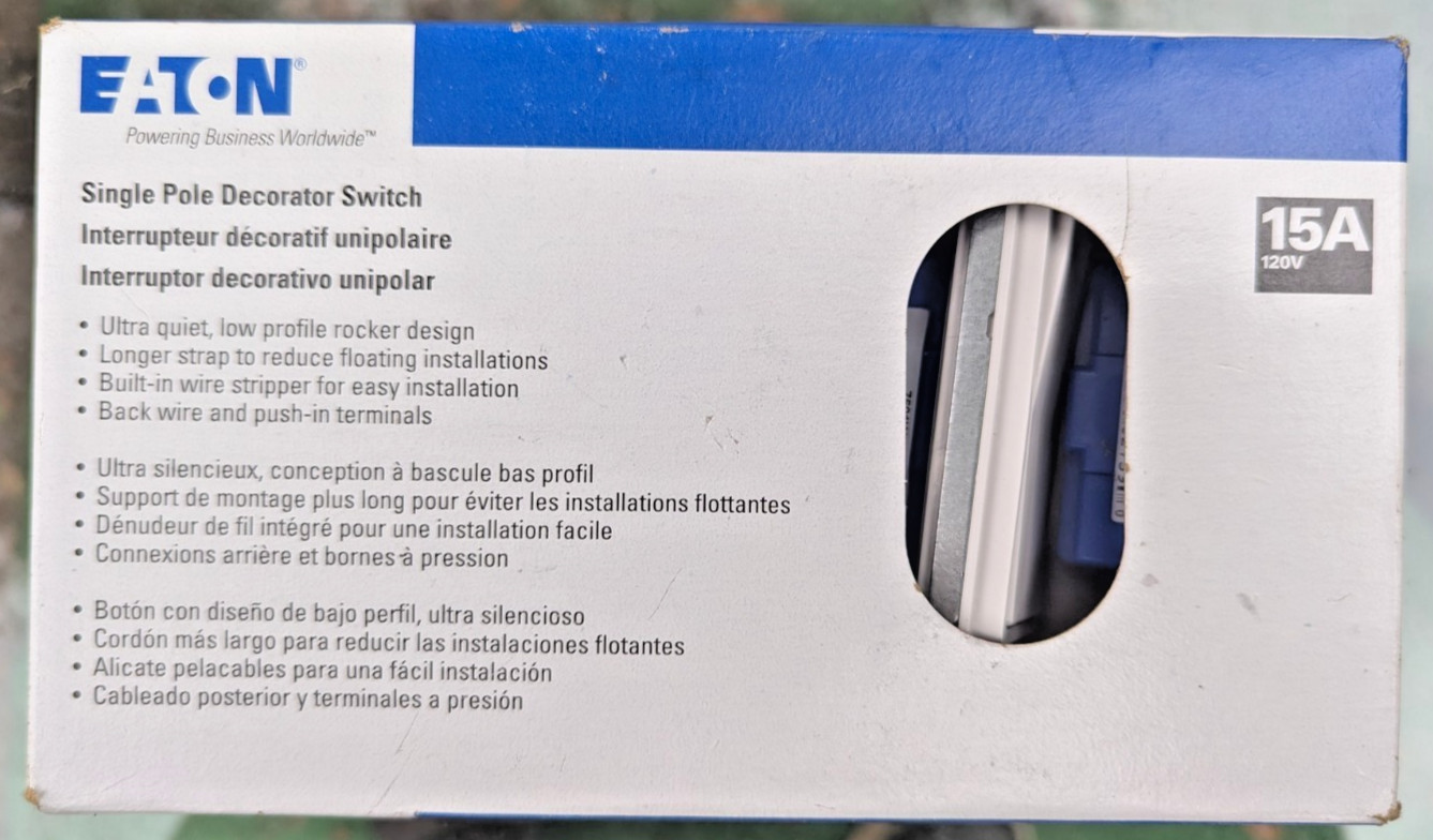 Eaton 7501W Single Pole Decorator Switch White Box Of 10