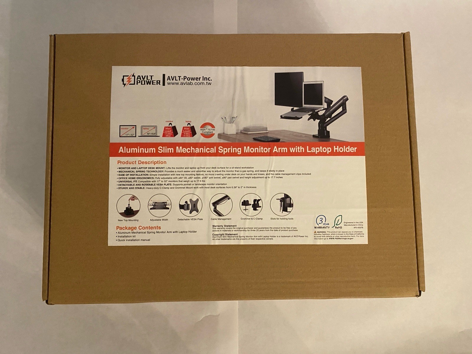 AVLT Laptop and Monitor Stand - Mount 15.6" Notebook and 32" Monitor on 2 Ful...