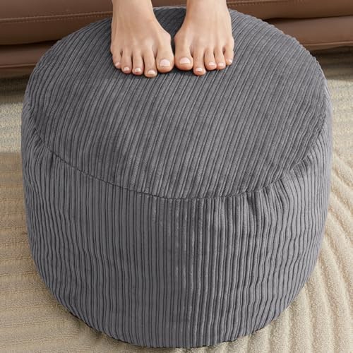 Pouf Ottoman Foot Stools with Foam Small Ottoman 26"D x 26"W x 18"H Dark Grey