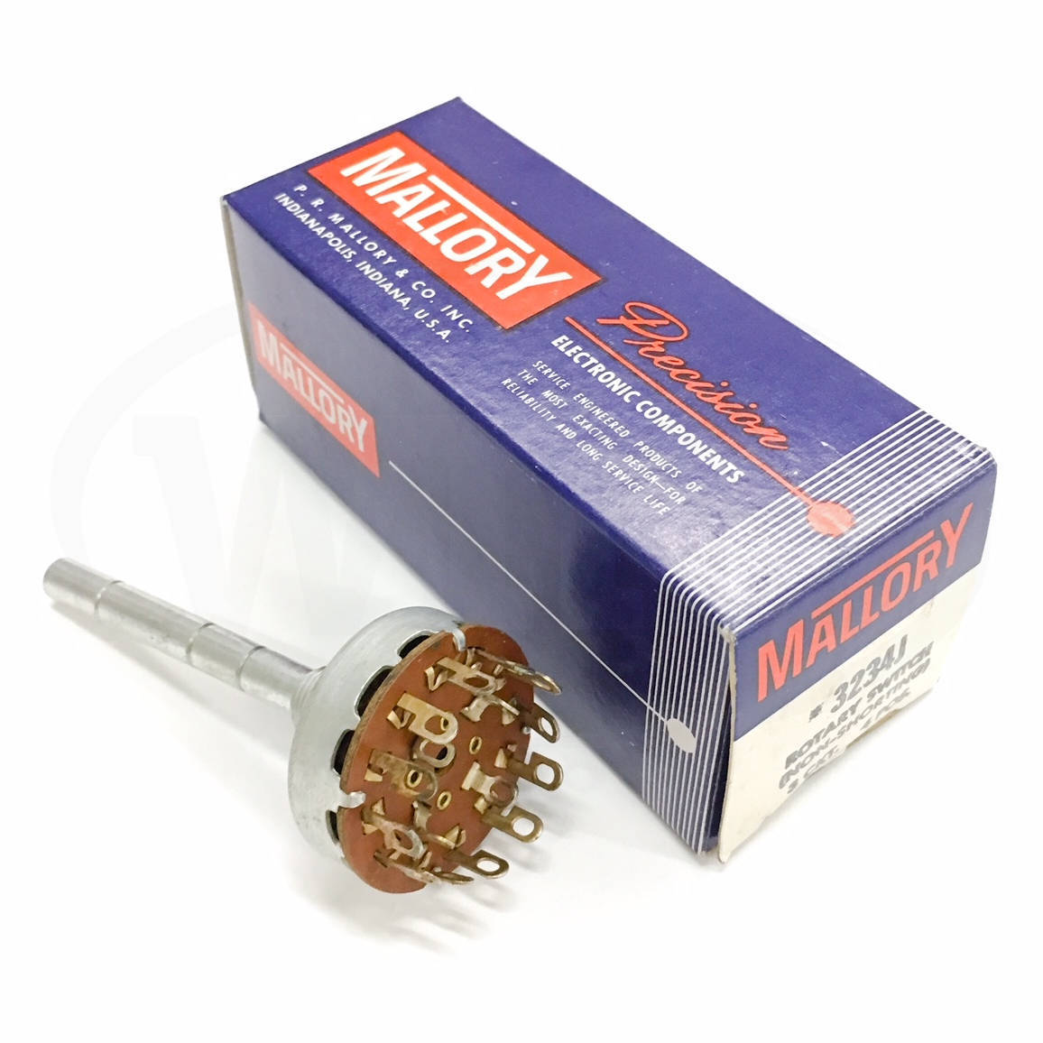 Mallory 3234J Rotary Selector Switch, 4 Position, 3-Pole, Non-Shorting