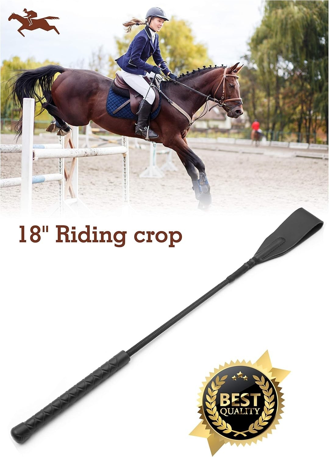 Genuine Leather Horse Crop 18" Black