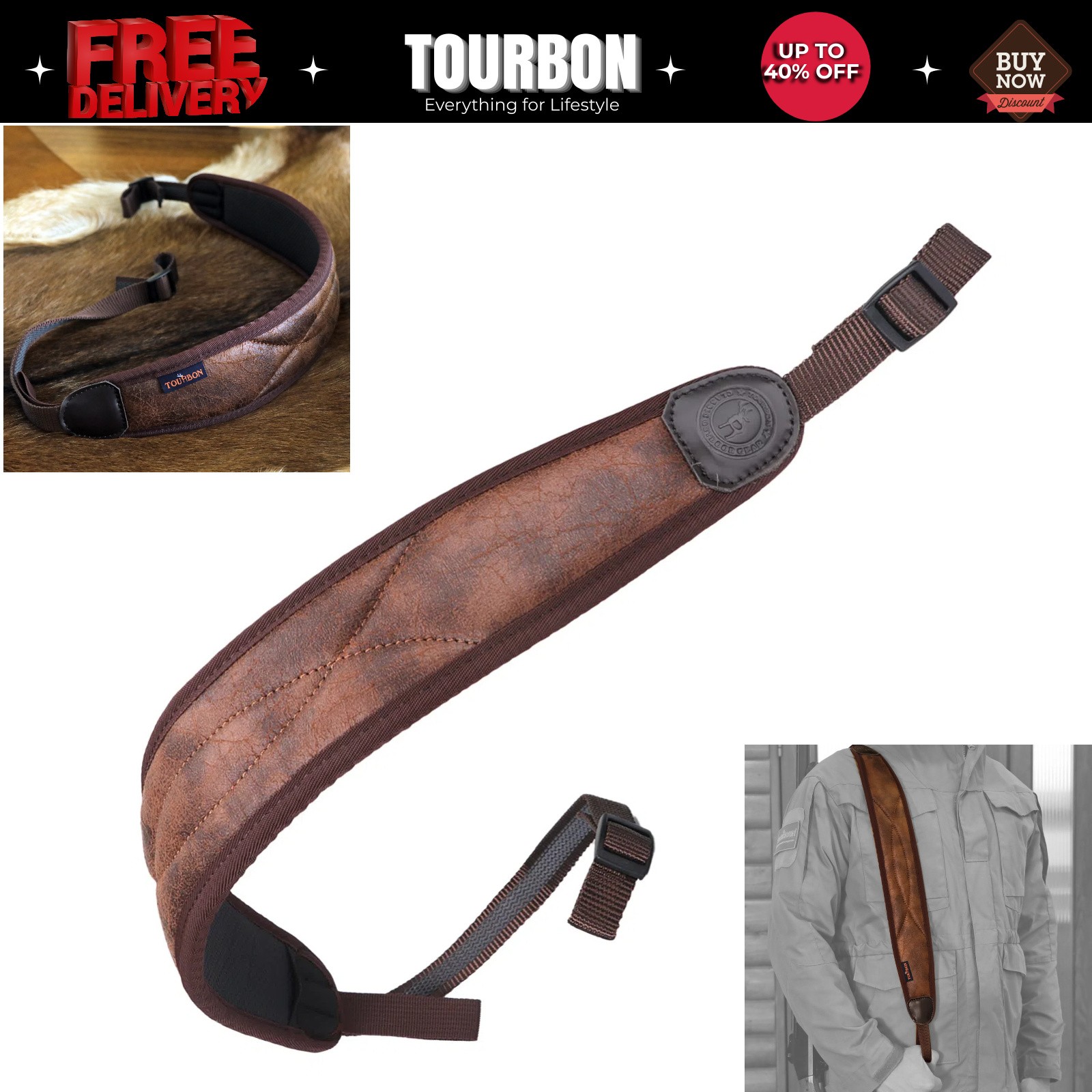 Tourbon Neoprene Padded Rifle Sling Canvas Non Slip Adjustable Gun Hunting Strap