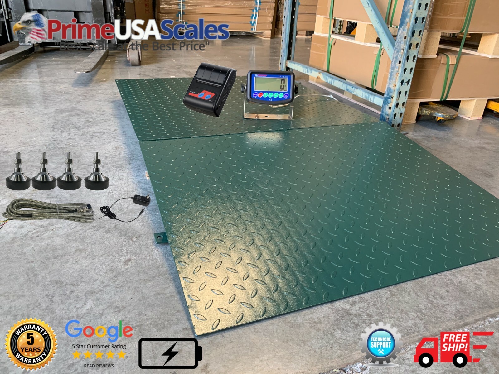 24"x24" (2'x2') Heavy Duty Etek Floor Scale 8,000 lb x .2 lb with Ramp & Printer