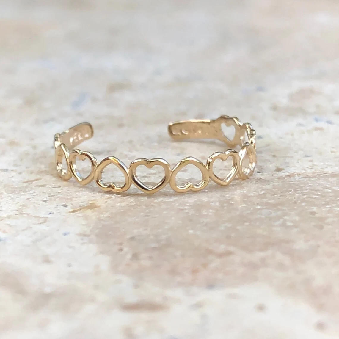 14k Yellow Gold Open Heart Toe Ring For Gift Women's