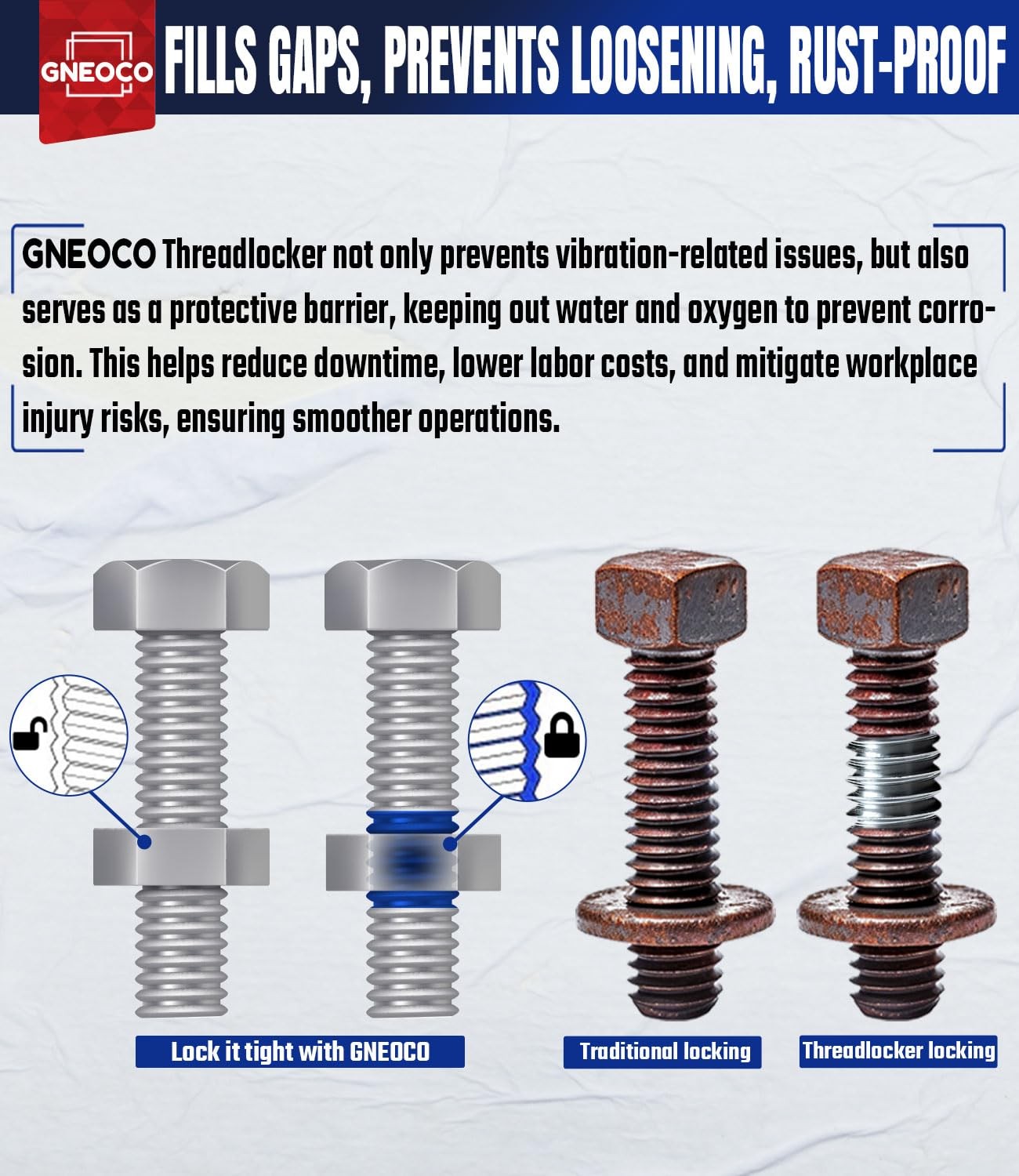 ThreadLocker Blue, Thread Lock Medium Strength Lock Tight for Nuts, Bolts, Fa...