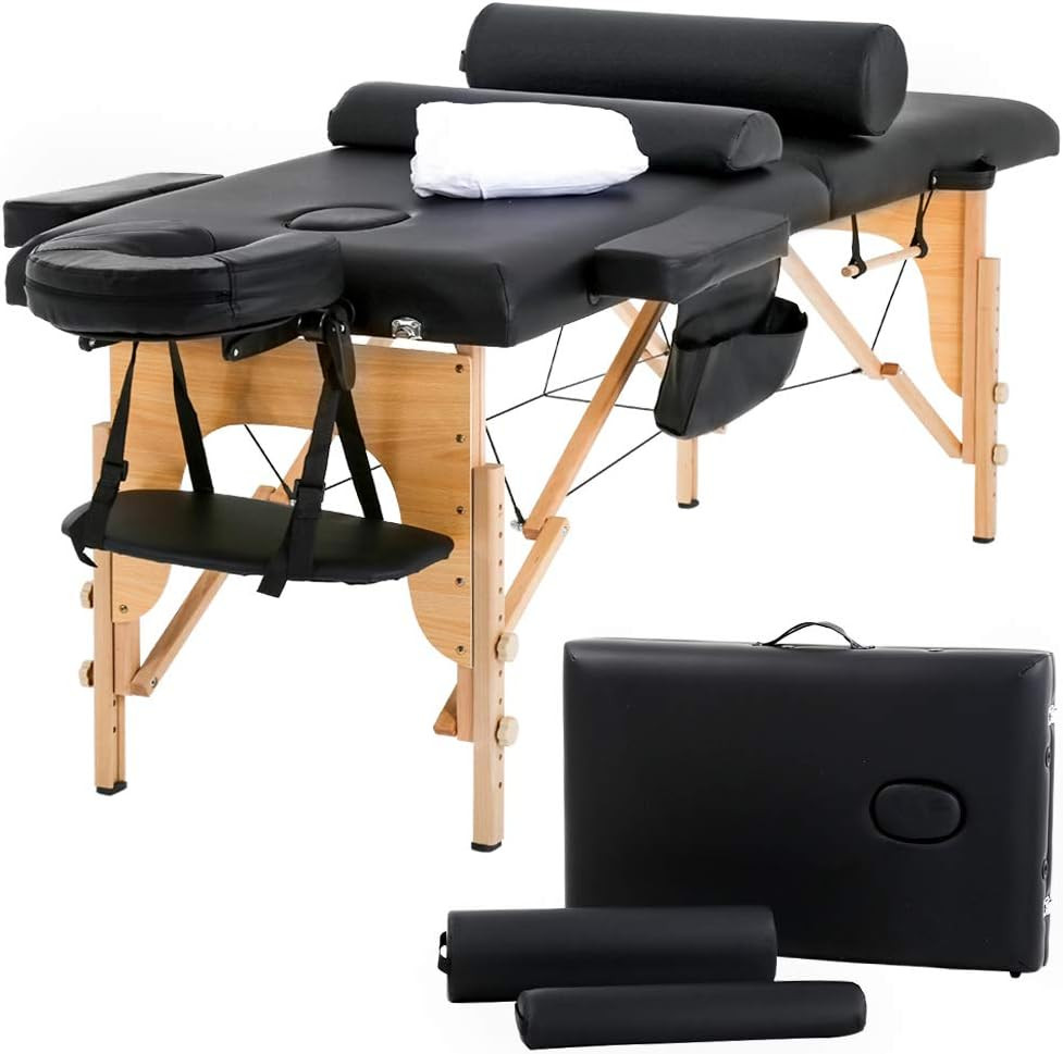 Massage Bed Portable Massage Table 24 Inch Wide Lash Bed Height Adjustable 2 Fol