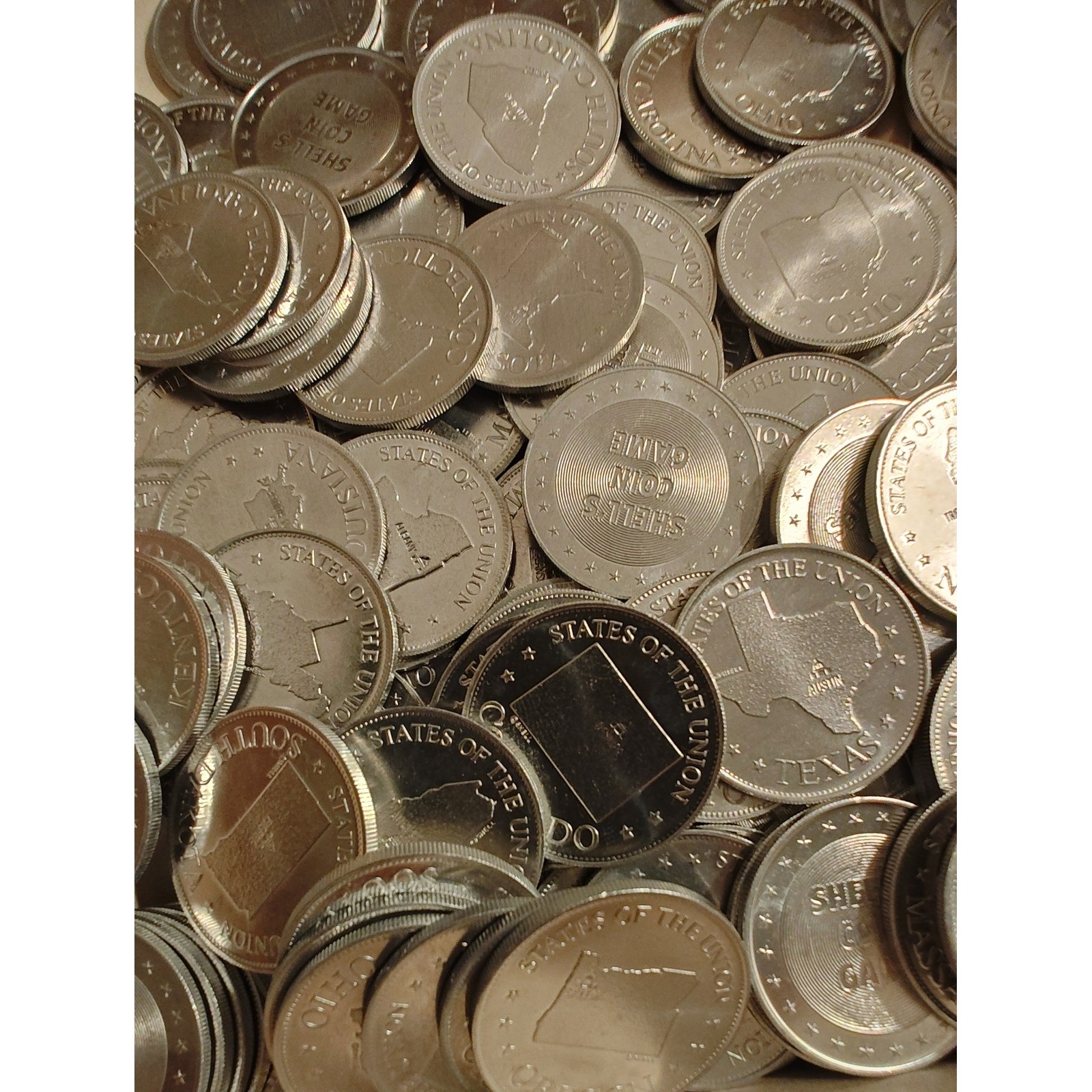 Shell Oil States of the Union Game Coins Bulk Lot Aluminum Tokens Case - 1 lb