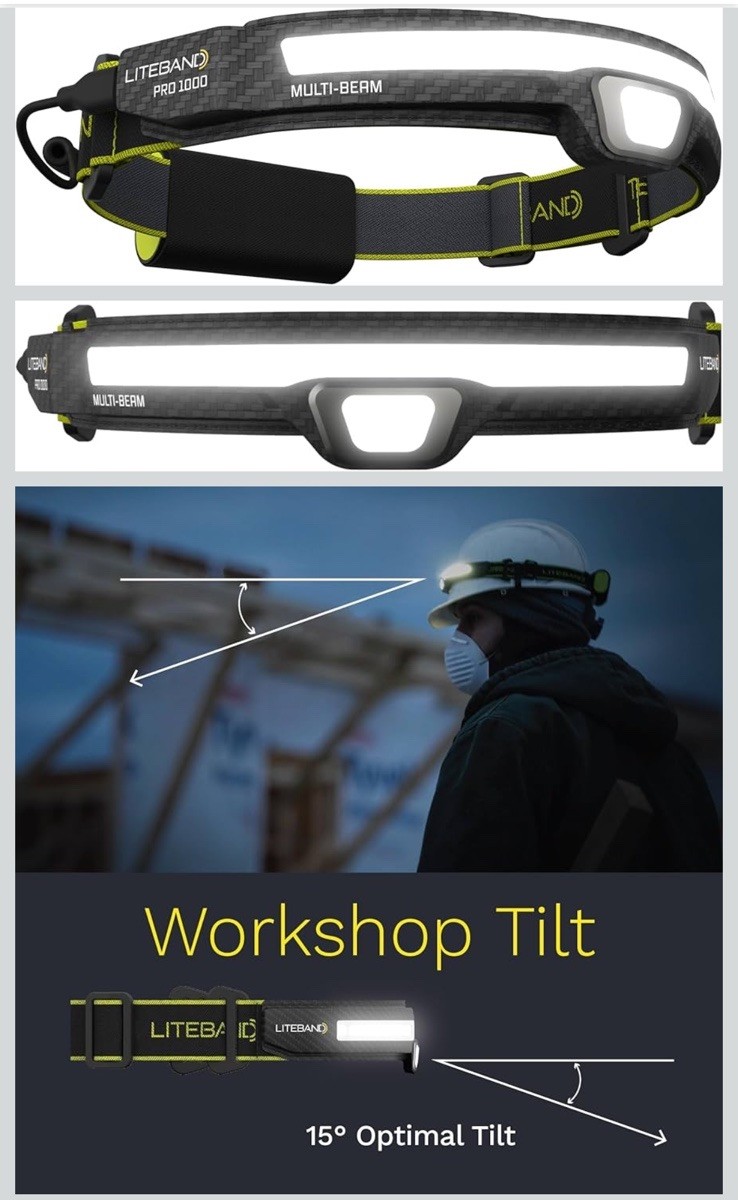 OPTIMAL VENTURES Liteband PRO 1000 Wide-Beam Adjustable Personal Headlamp H2