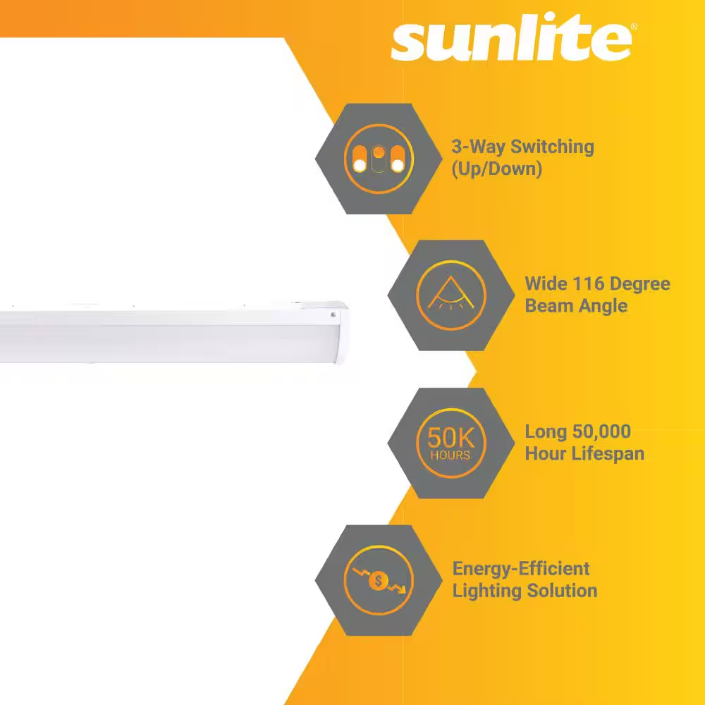 36 In. White Linear Bed Light Integrated LED Selectable Wattage Selectable CCT