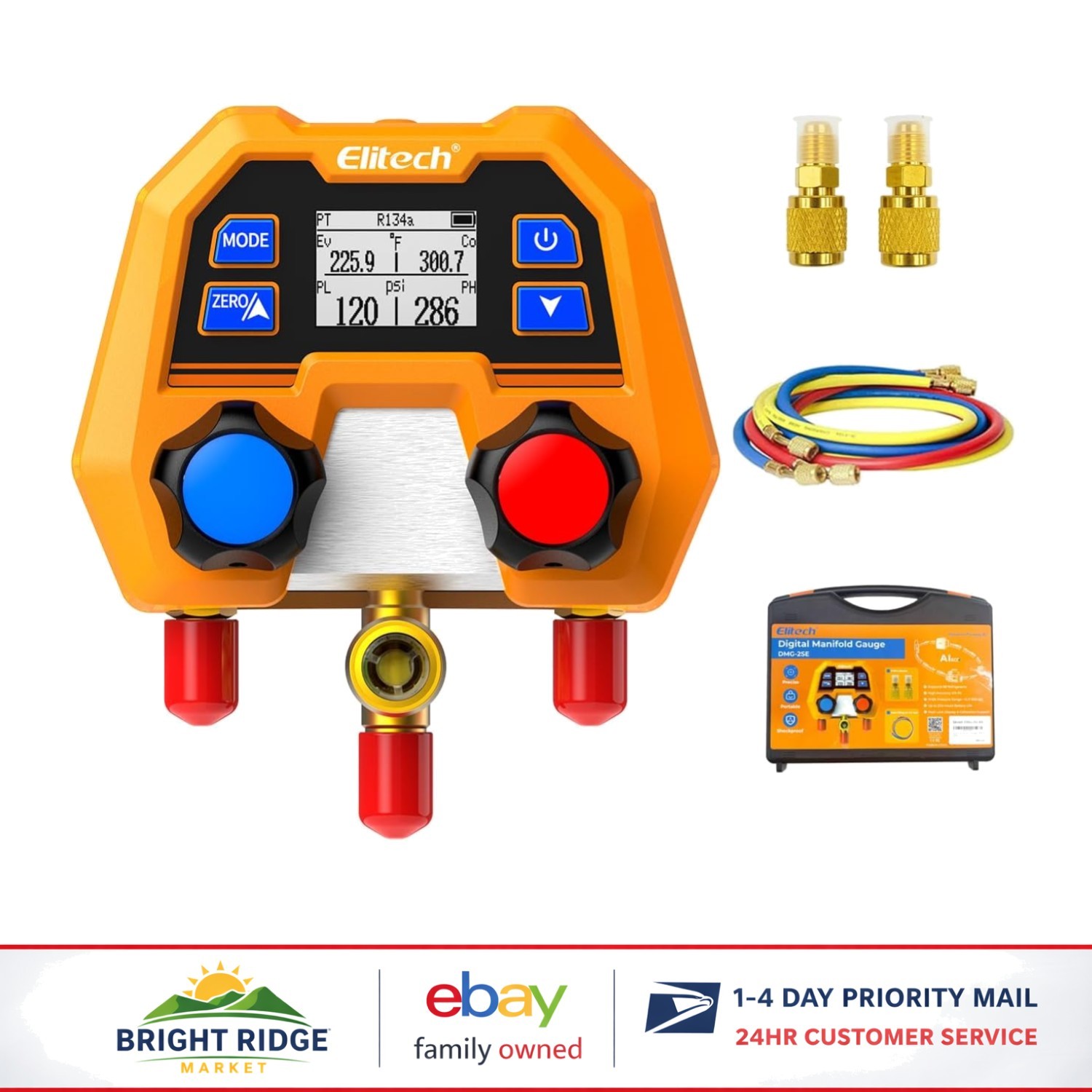 Professional HVAC Manifold Gauge with Digital Display and R410A Compatibility