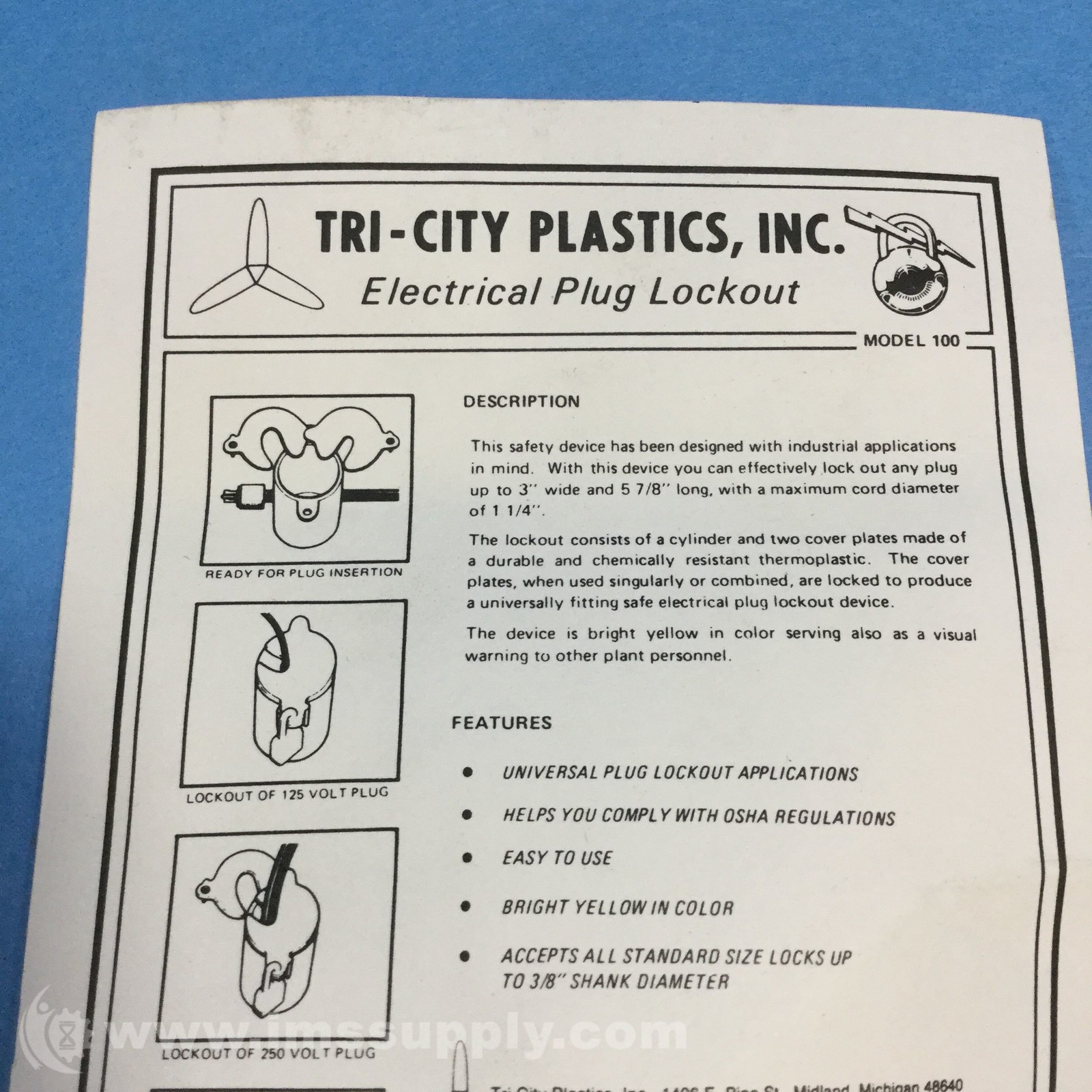 Tri City Model 100 Electrical Plug Lockout FNOB