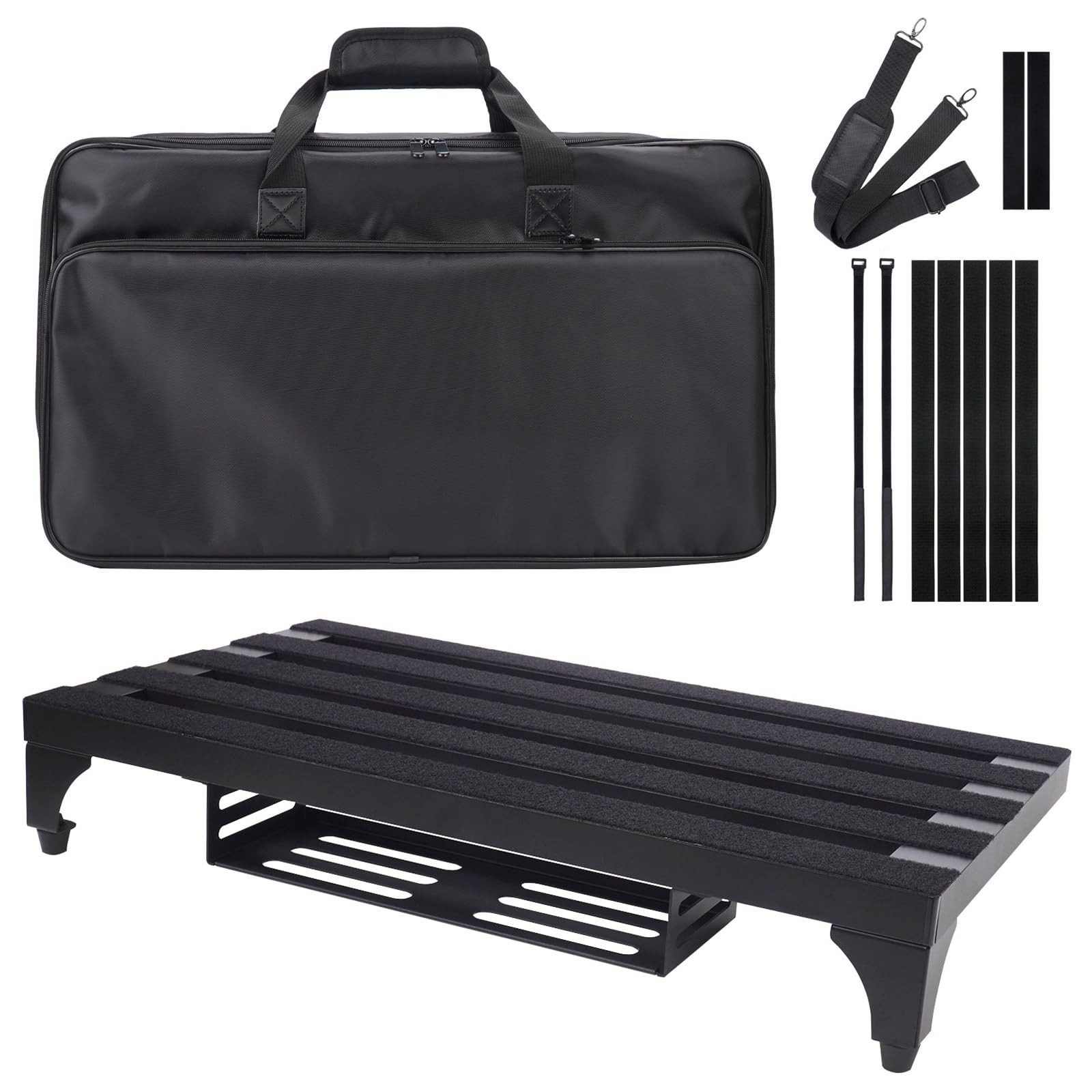 22" x 12.5" Aluminum Alloy Guitar Pedal Board with Power Supply Tray, Carry B...