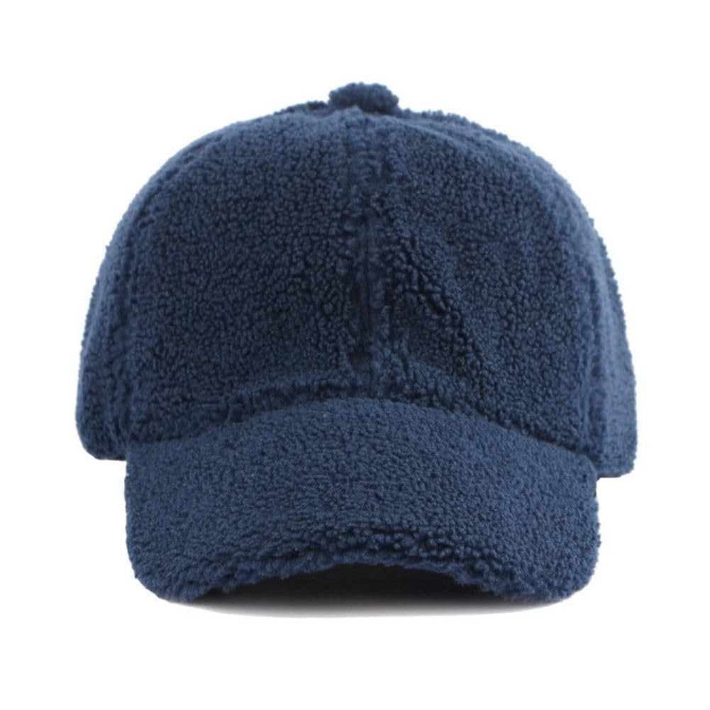 FASHIXD Lamb Wool Baseball Cap for Men Women, Winter One Size, Dark Blue