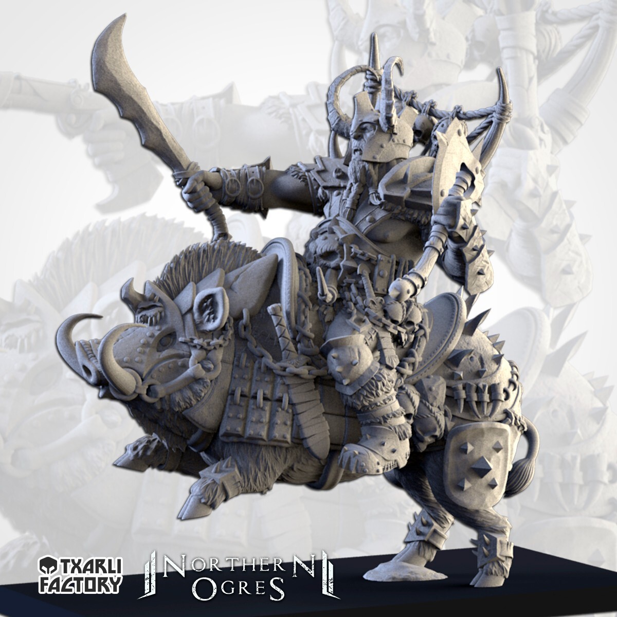 Khan Ogre Mounted Txarli Factory, Ogre Fantasy Miniatures
