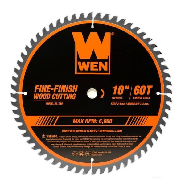 10 In. 60-Tooth Fine-Finish Professional Woodworking Saw Blade For Miter Saws An