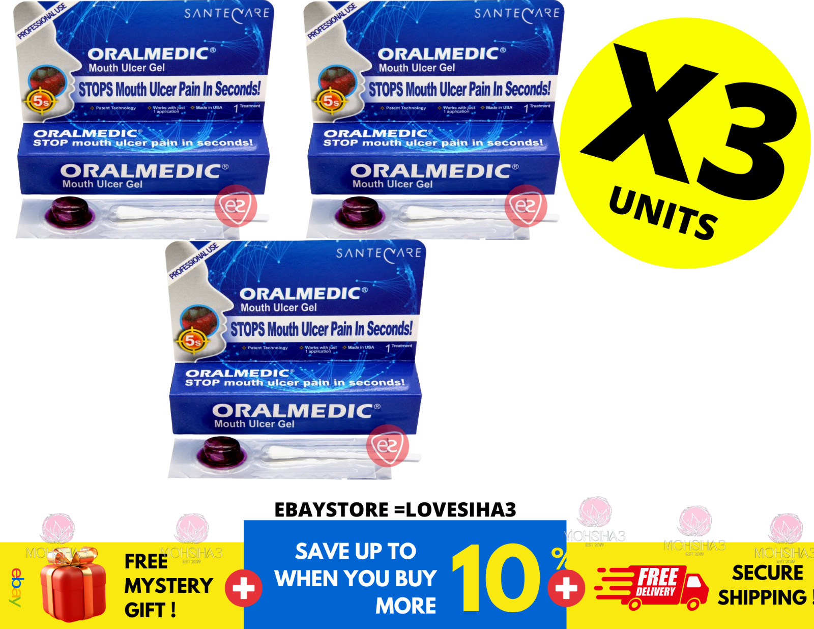 Oralmedic Mouth Ulcer Gel 1 Treatment Fast Pain Relief ( X 3 )