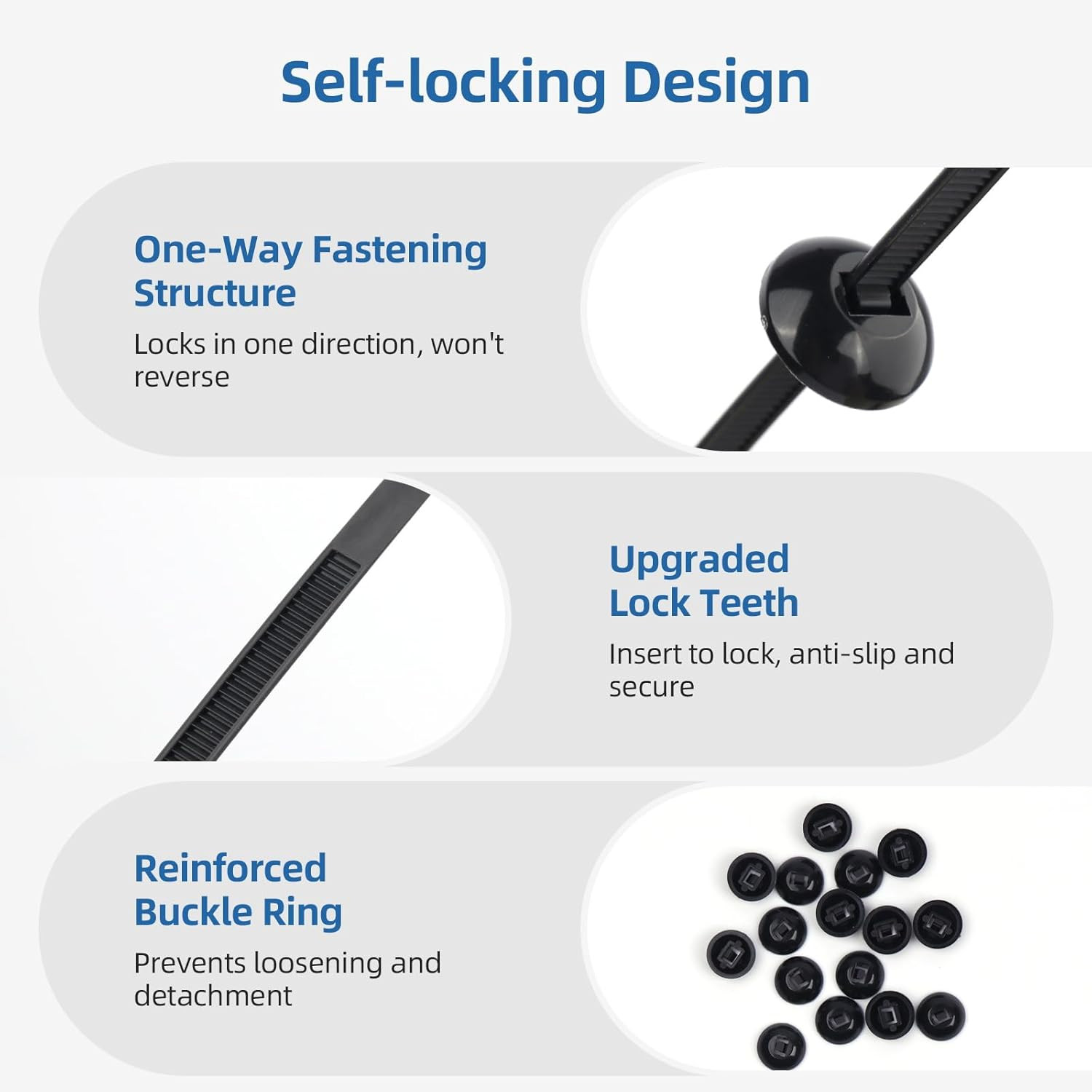 100 Pcs Nylon Universal Cable Tie Buckle for Car - Self-Locking and Easy Install