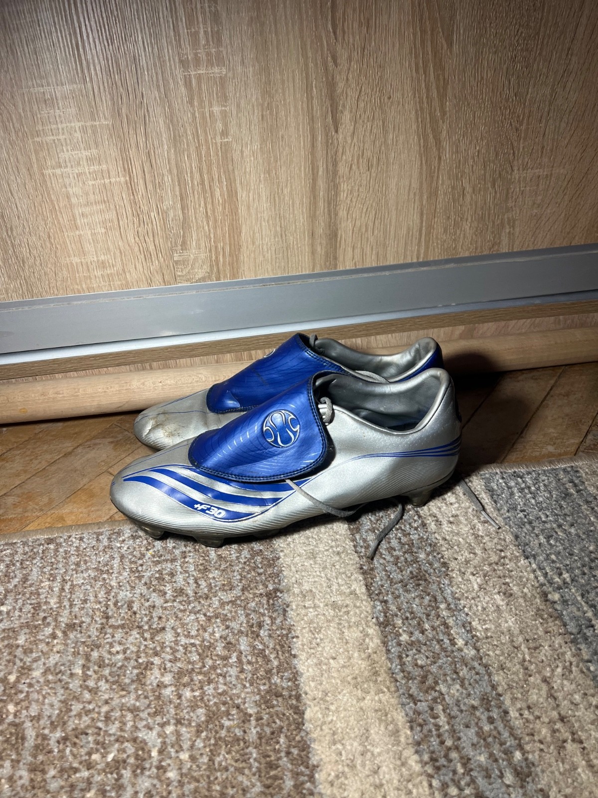 Adidas +F30 FG Football Boots US 10.5 EU 44 2/3 Blue Silver Vintage Soccer Cleat