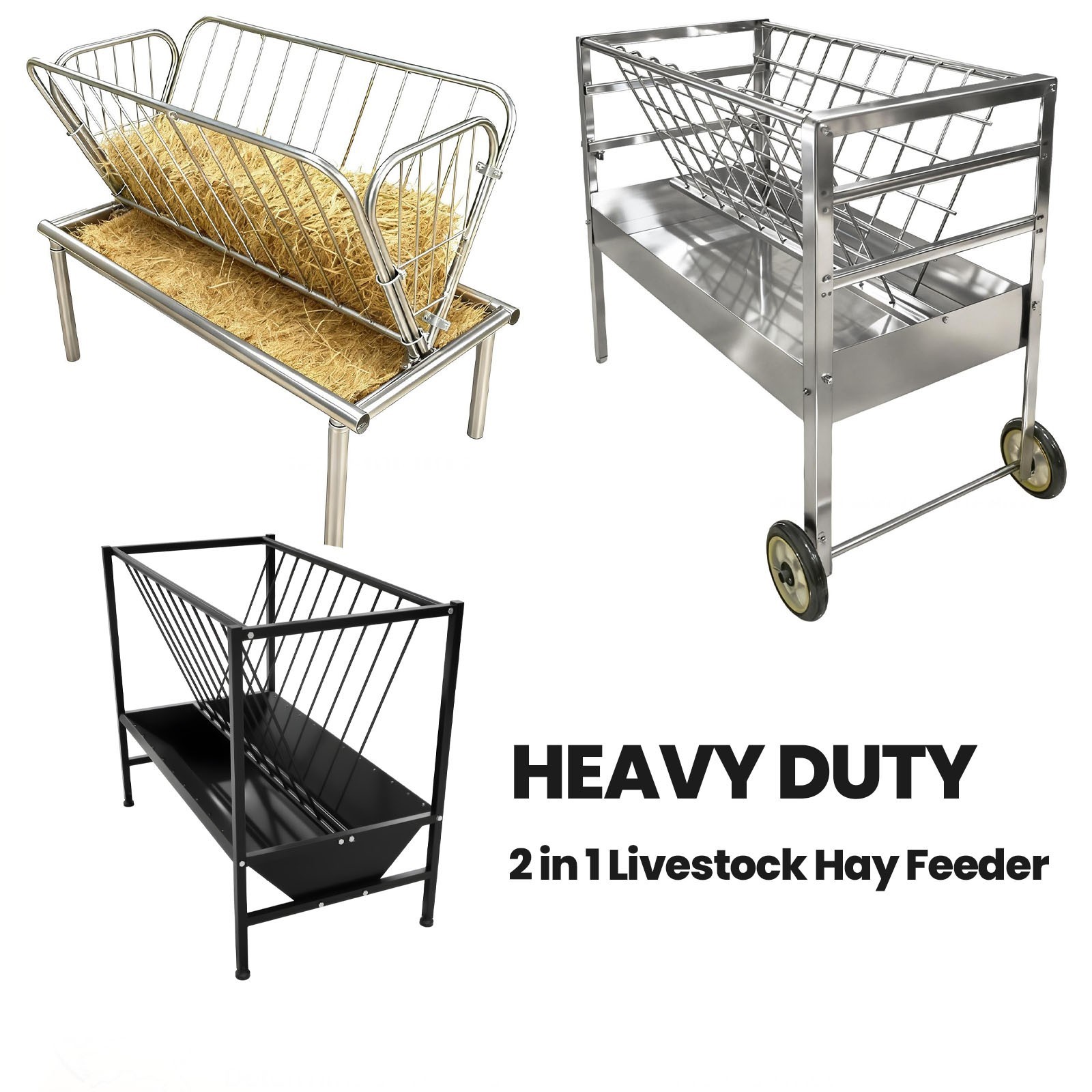 2 in 1 Goat Hay Feeder Gal Livestock Hay &Grain Livestock Feed Trough for Farm