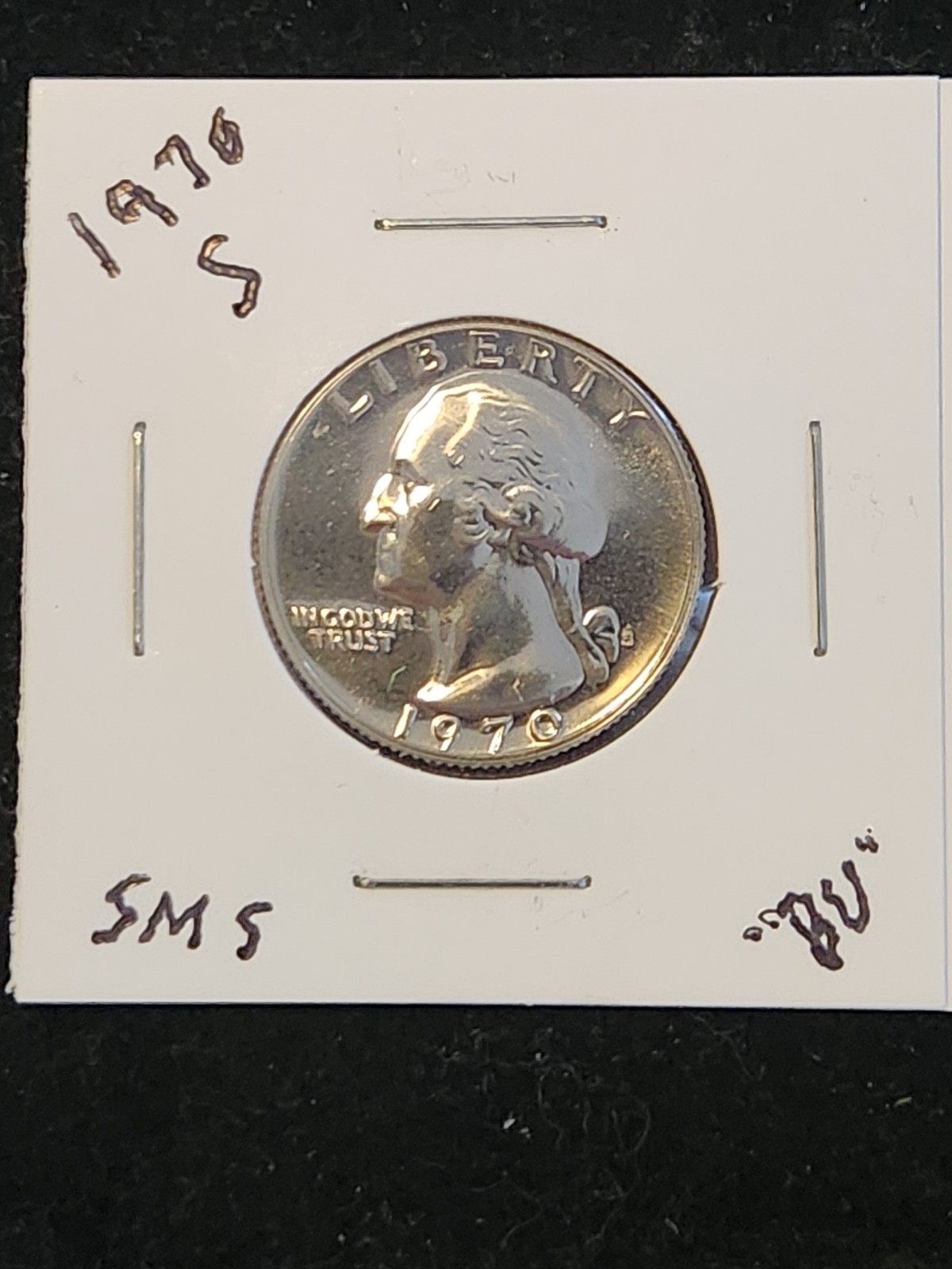 1970 S Proof Washington Quarter. BU = Brilliant Uncirculated. SMS GEM
