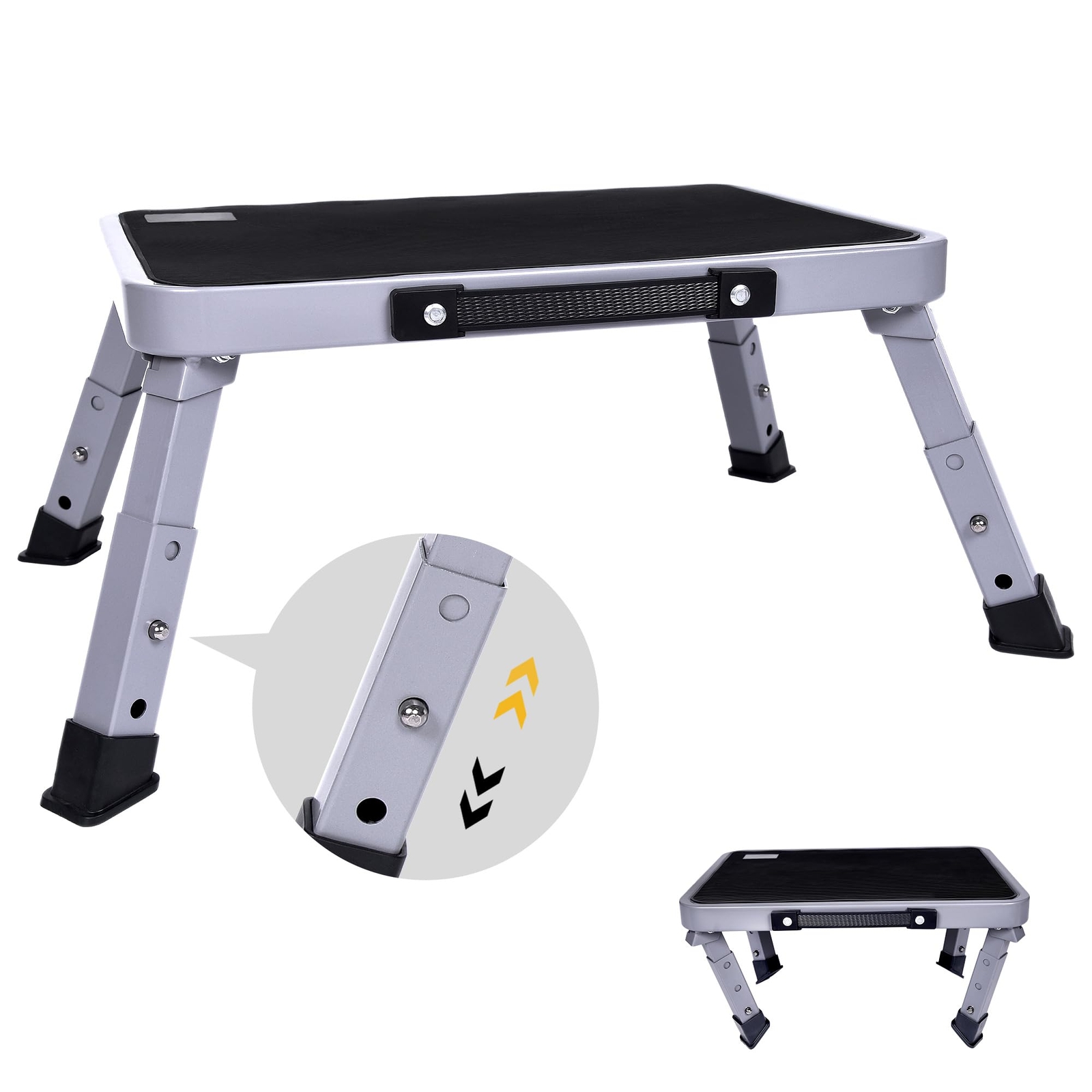 Step Stool Adjustable Folding Step Stools for Adults and Seniors Foldable Ste...