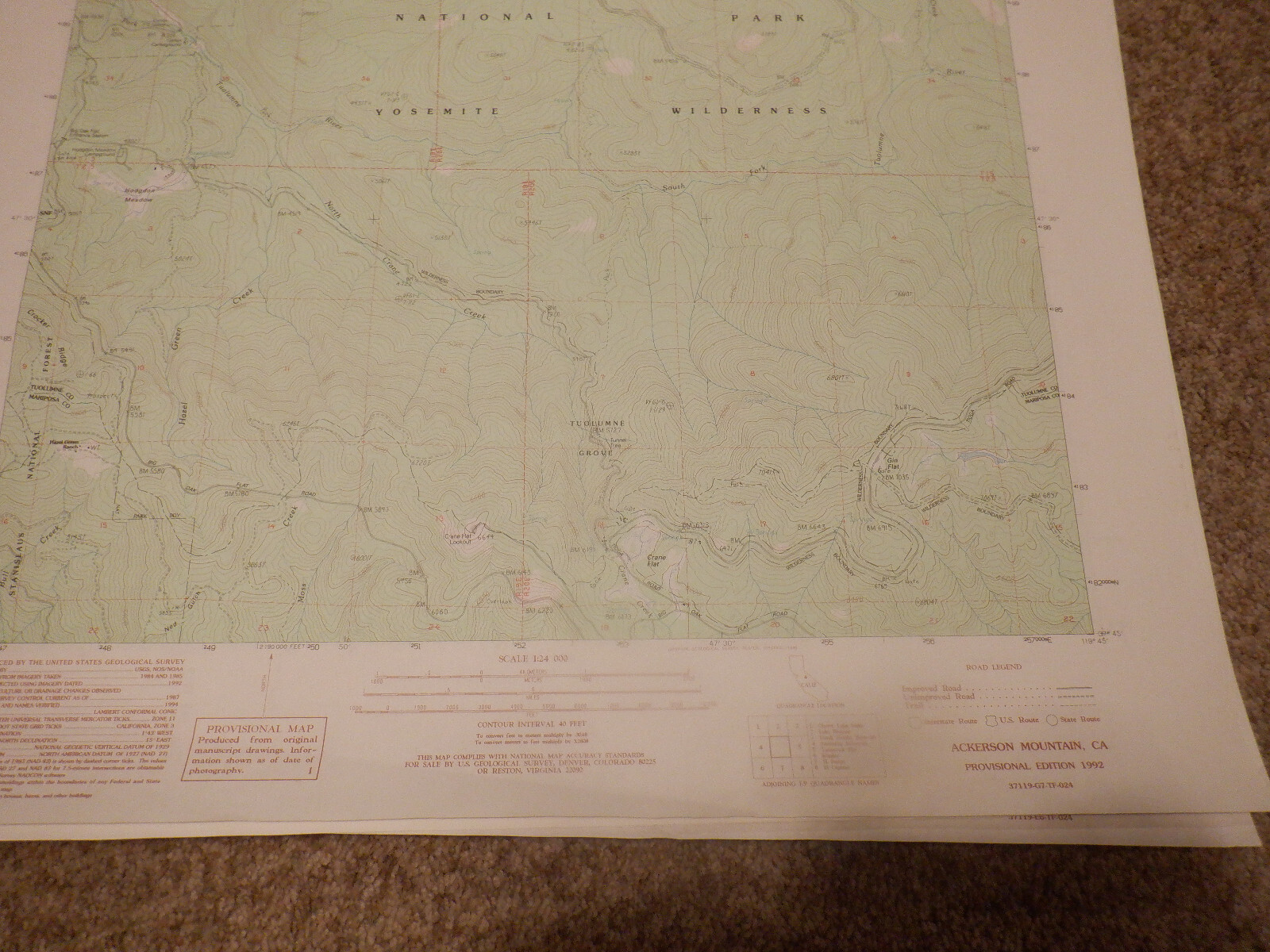 USGS topo maps 7.5 series, Yosemite National Park, hiking maps, 3 maps