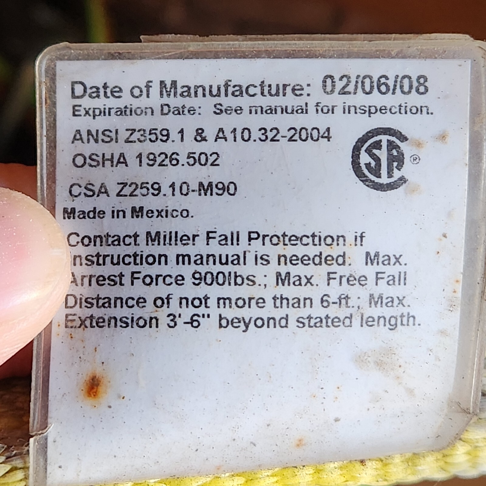 Miller Duraflex Harness E650 UGNU 400lbs + Sofstop 913WLS 6ft