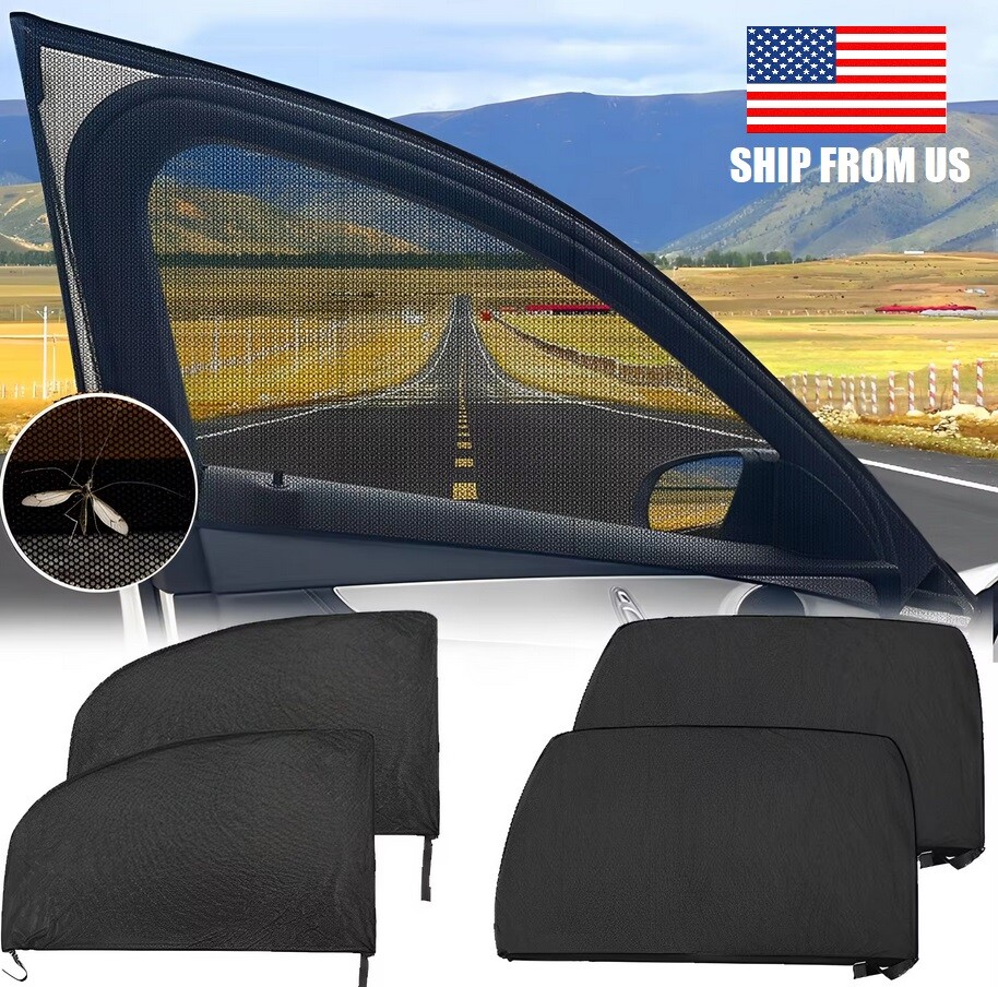 4Pcs Car/SUV Window Side Screen Sun Mesh Shade Cover Sunshade Visor Elastic USA
