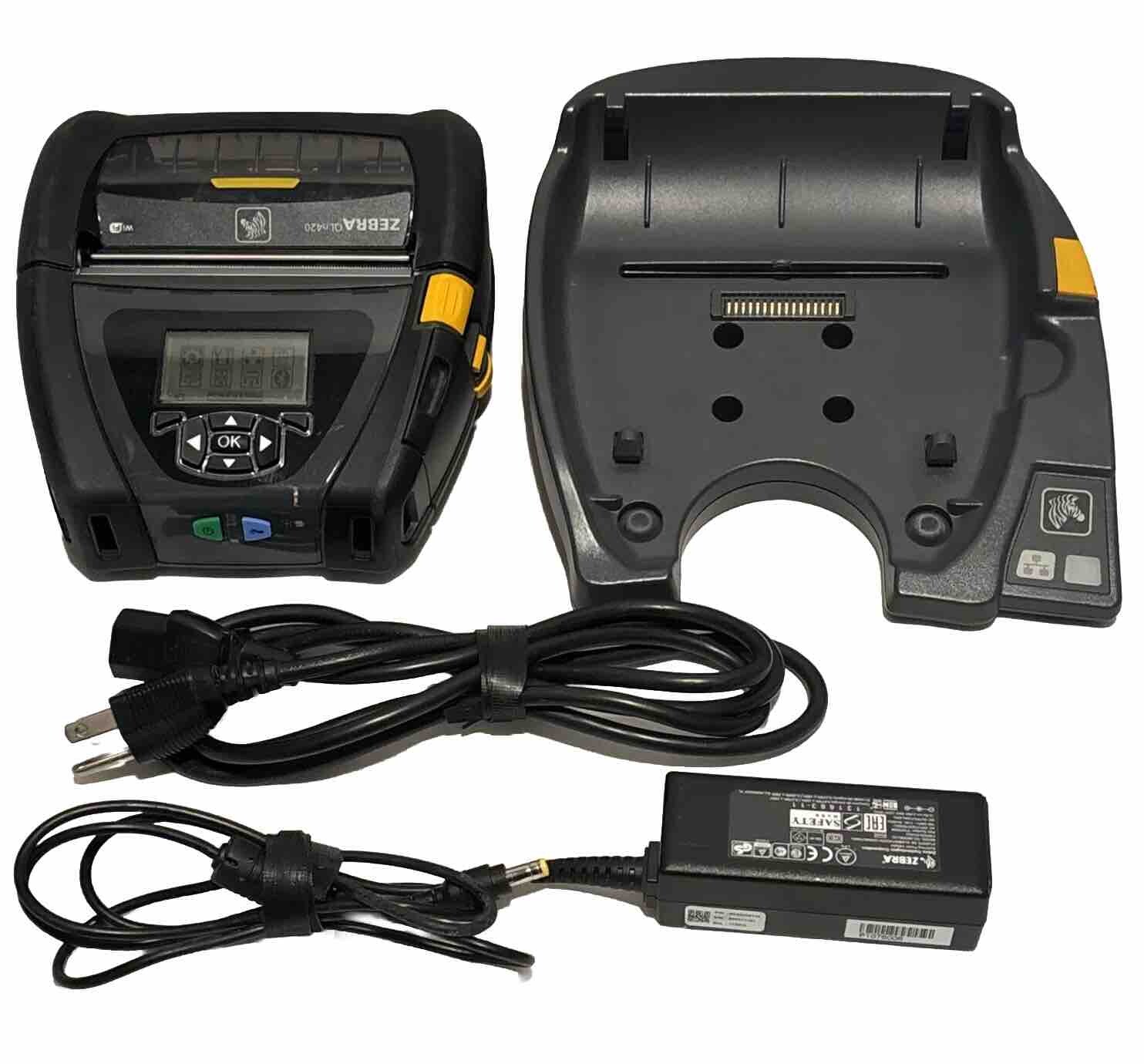 Zebra QLN420 Mobile Printer Wi-Fi Bluetooth w/ EC Docking Cradle + Cables