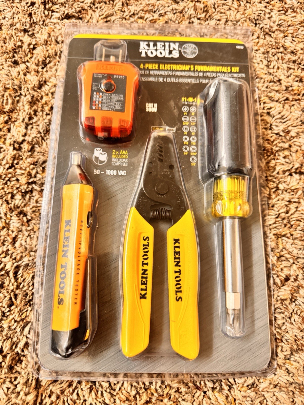Klein Tools 4-Piece Electrician Kit: NCVT, GFCI Tester, 11-in-1, Stripper 92923