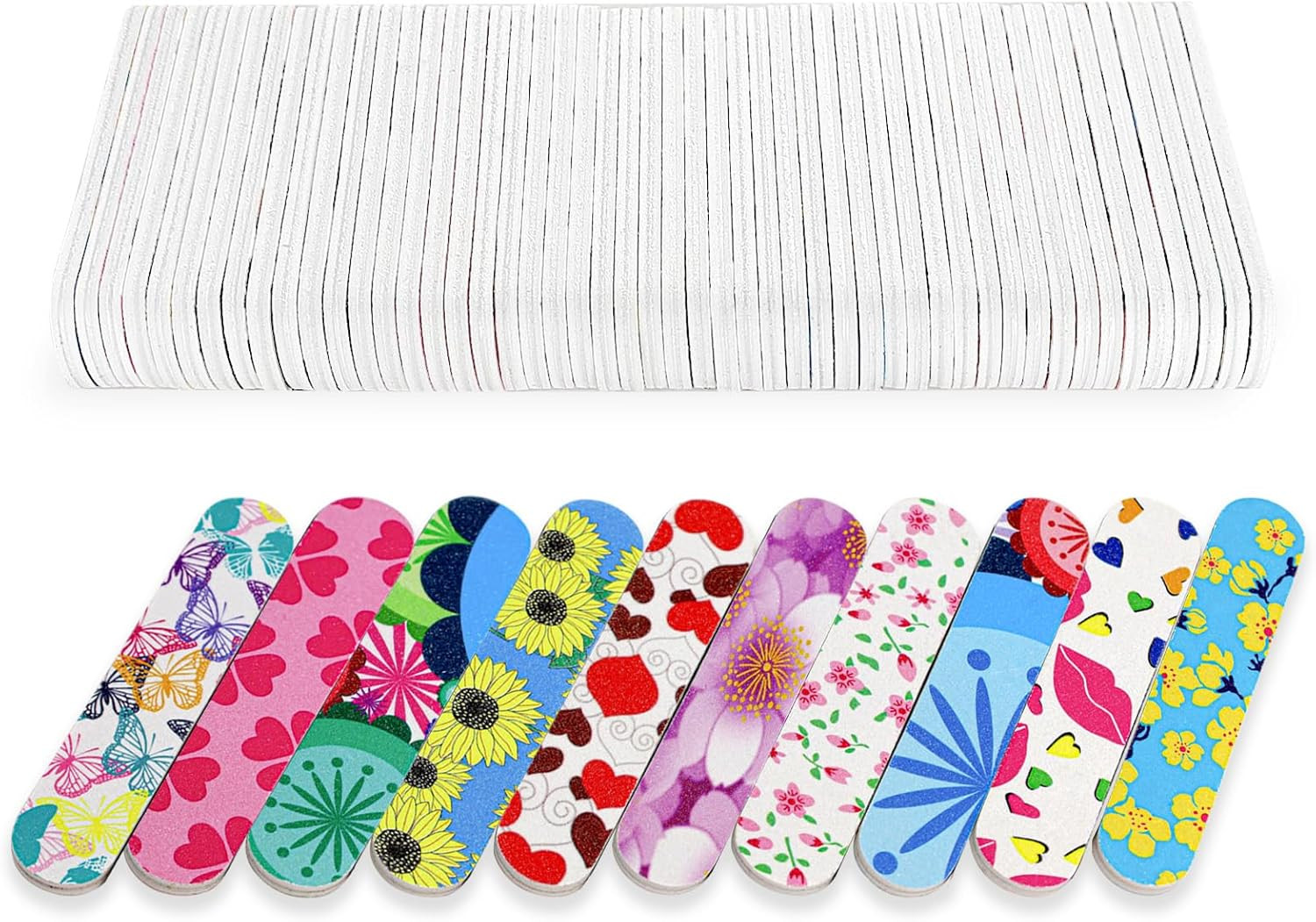 Mini Nail Files (50 Packs), Colorful Emery Boards for Nails Double Sided 180 Gri