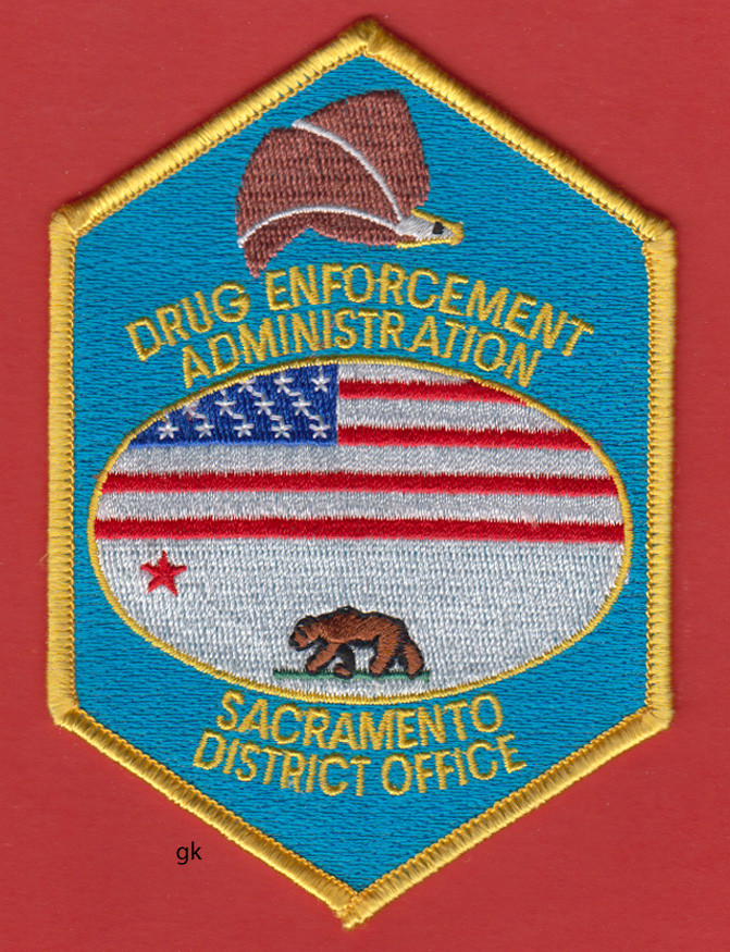 SACRAMENTO CALIFORNIA DEA DRUG ENFORCEMENT ADMIN. POLICE SHOULDER PATCH