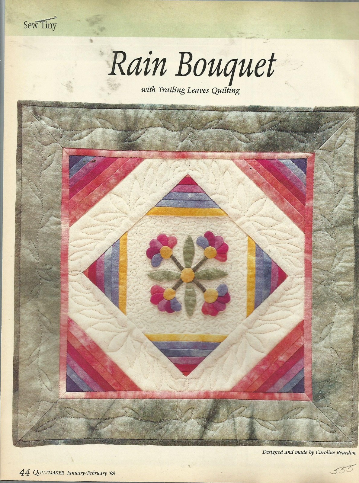 A0055 RAIN BOUQUET WALLHANGING QUILT PATTERN/INSTRUCTIONS