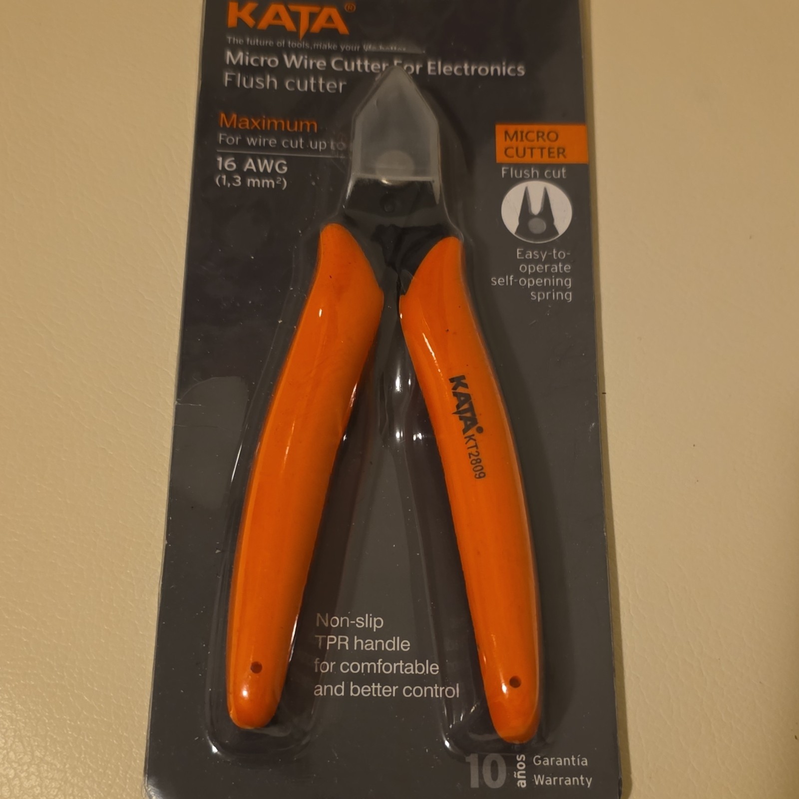 KATA Micro Wire Cutter for Electronics, Flush Cut, 16 AWG, Orange, KT23009