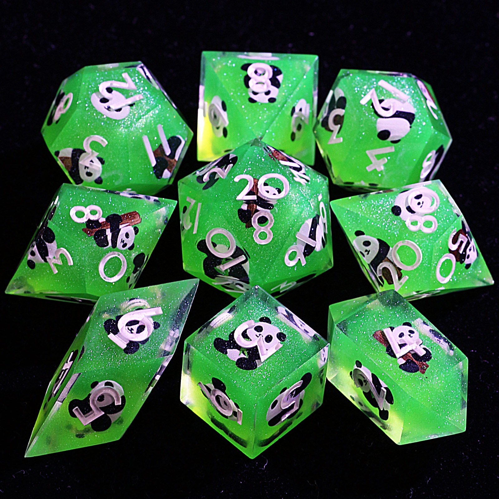 9 Polyhedral Resin Sets Dice D&D Bamboo Prison Fluff for Dungeons Dragons RPG