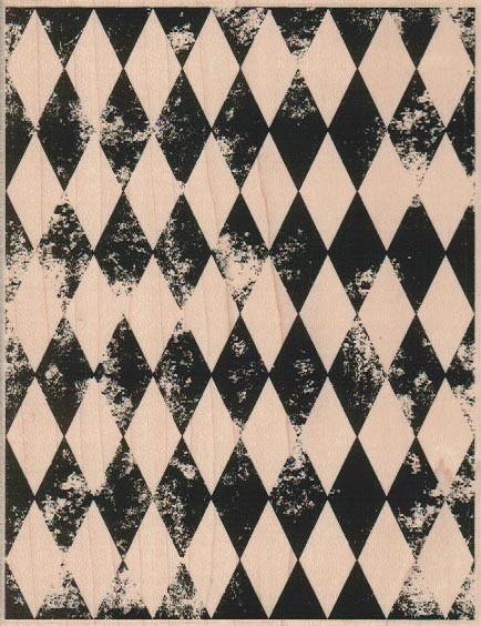 Harlequin Diamond Background 4 1/2 x 5 3/4" Rubber Stamp, Mixed Media
