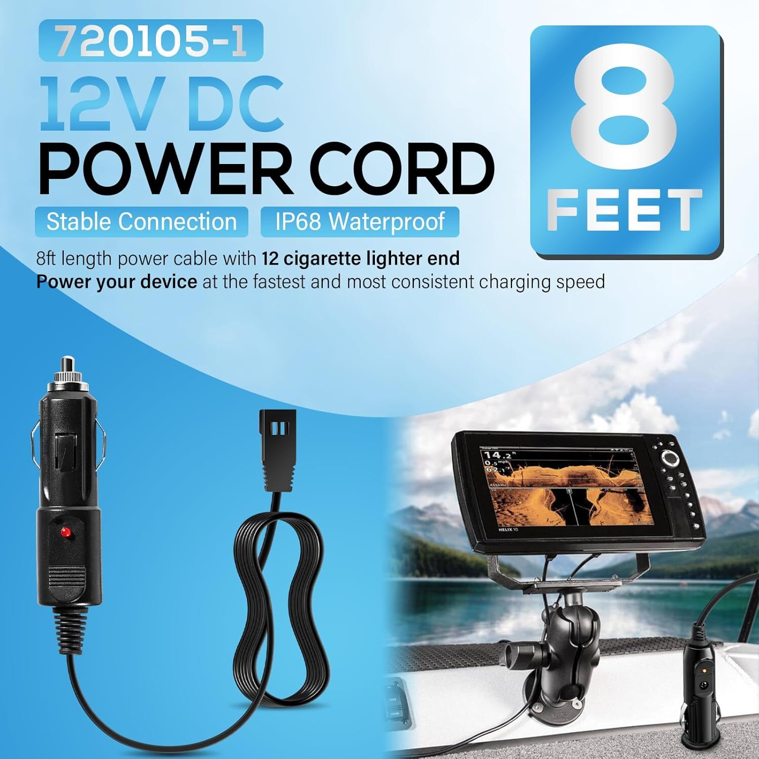 720105-1 12V DC Port Power Cord Power Cable for Humminbird Fish Finder Charger