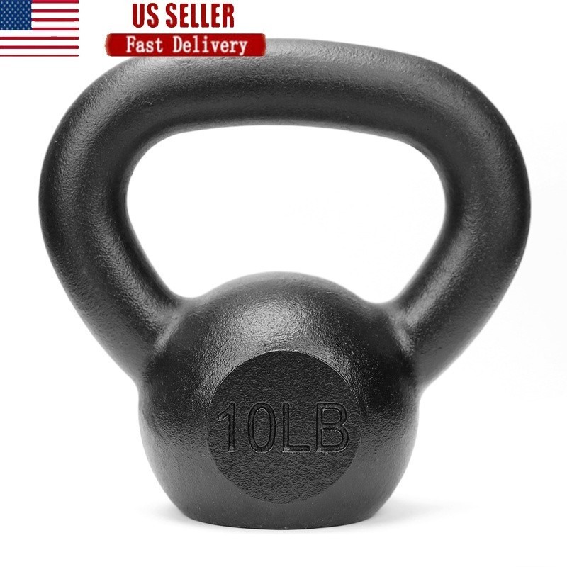 Cast Iron Kettlebell Heavy Duty Non-Slip Handle Strength Training Weight 10lb US