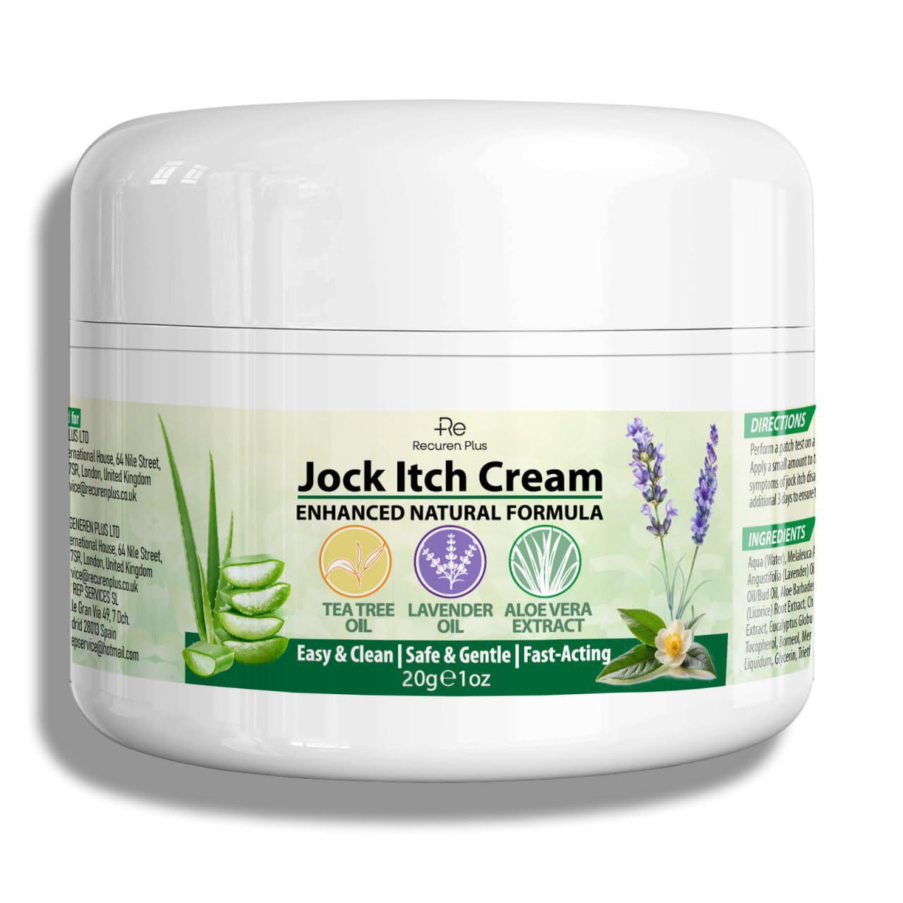 Recuren Plus Jock Itch Antifungal Skin Cream: Tea Tree Oil Anti Fungal Cream...