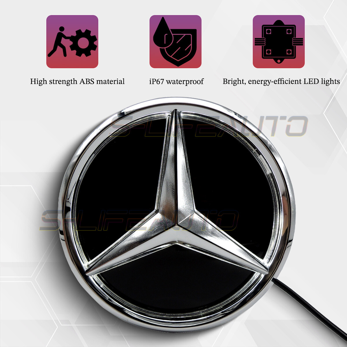 Fits Mercedes-Benz E200 E260 E300 E350 E400 16-20 Led Grill Emblem Logo Light
