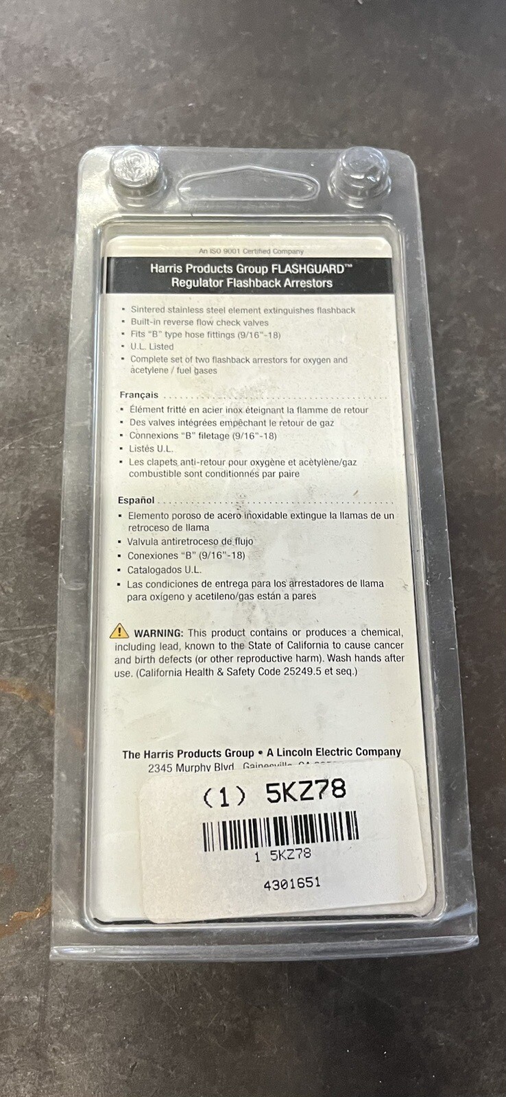 Harris Regulator Flashback Arrestors Set 88-5FBR 4301651