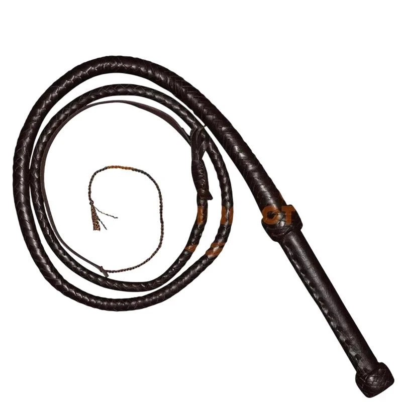 Genuine Leather Bullwhip 6 Feet Dark Brown 12-Plait Handmade Bull Whip