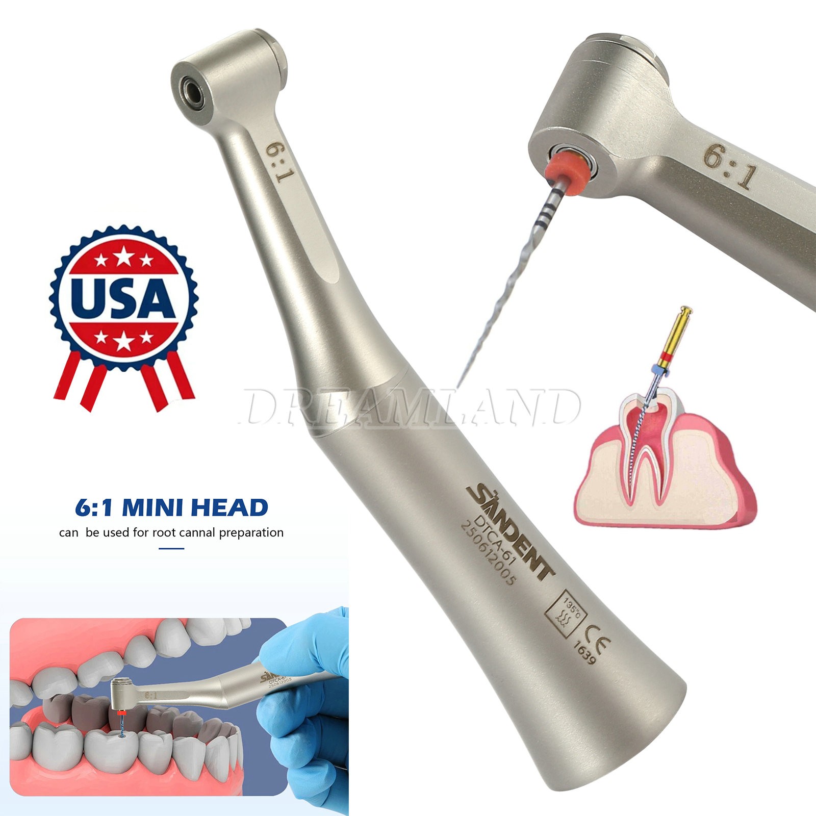 Dental 6:1 Reduction Endo Contra Angle Handpiece/ Engine Niti Files 25mm E2