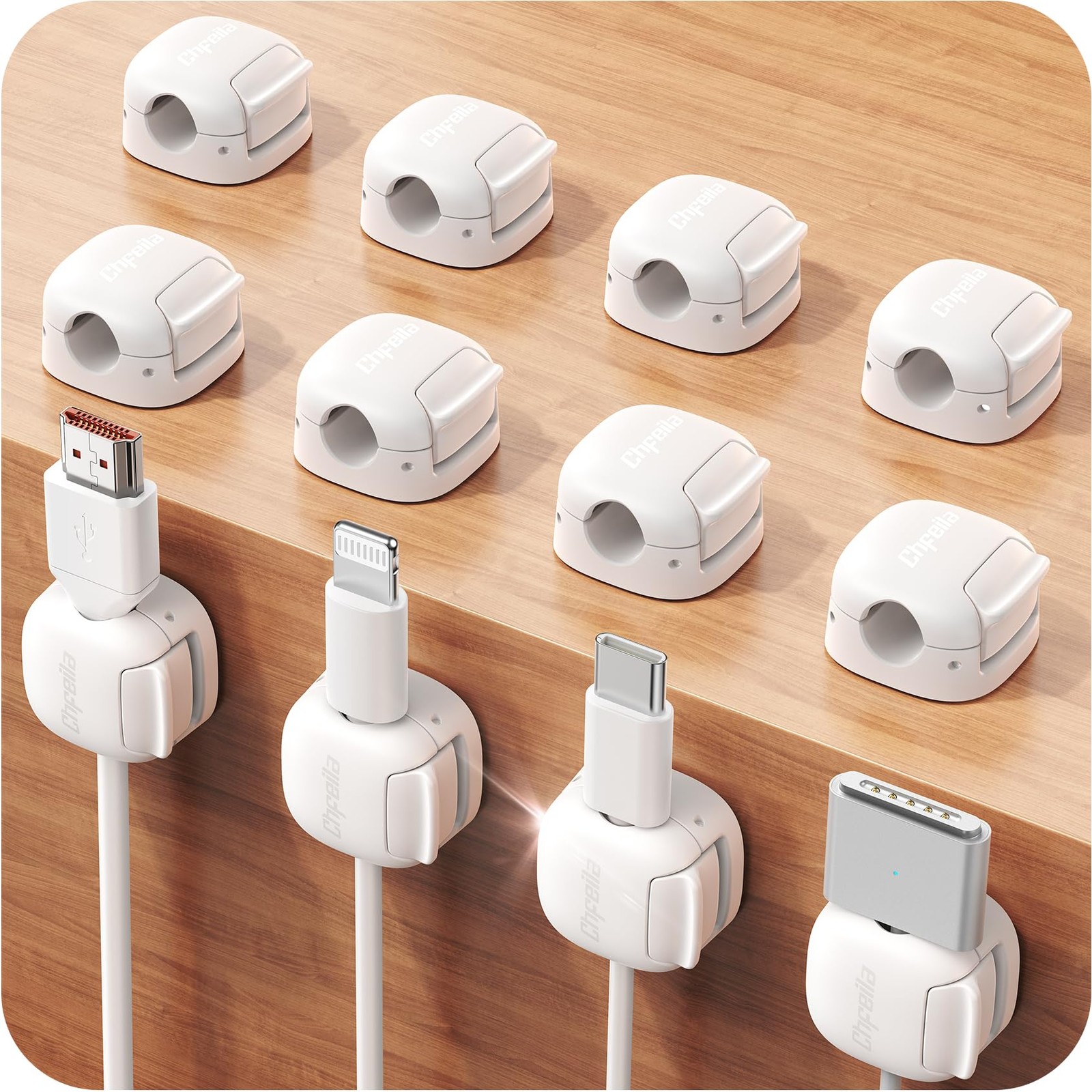 12Pack Cord Organizer, Compact Dual Spring & Clasp Lock Cable Management Clip...