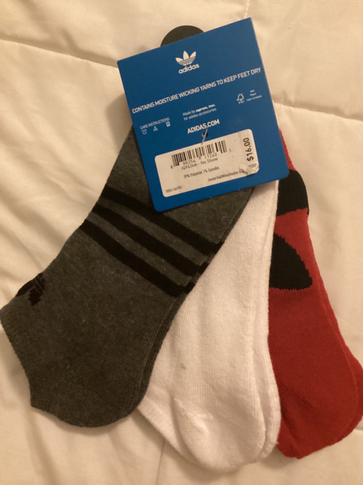 Adidas Originals Men's 3-Pair No show Socks Size 6-12 $16
